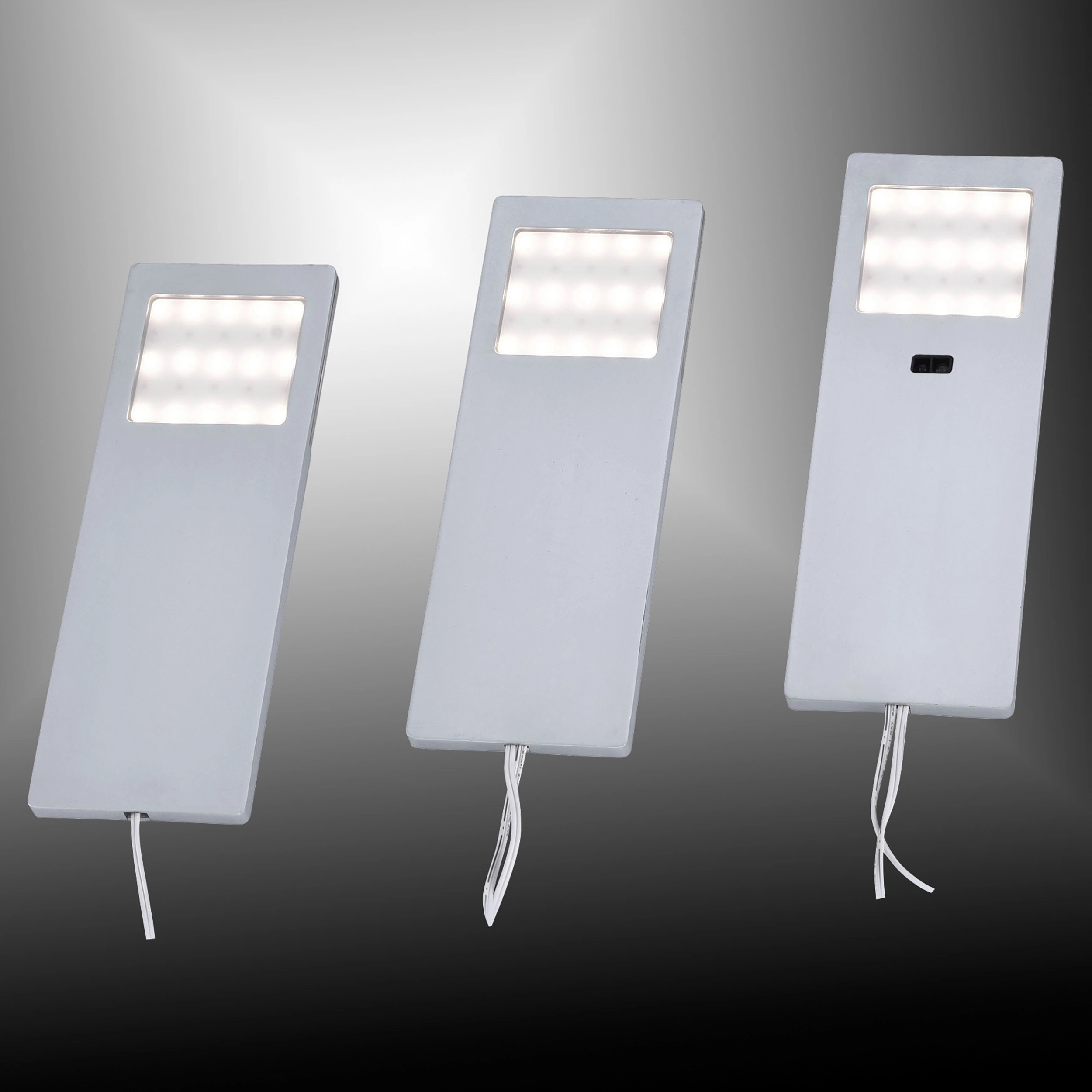 Paket] LED Unterbauleuchte, silber-grau, warmweiss, ohne Sensor, 2er SET