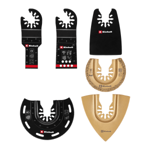 Einhell Multitool-Set, 6-teilig: Verschiedene Sägeblätter und Raspel für Multifunktionswerkzeuge.