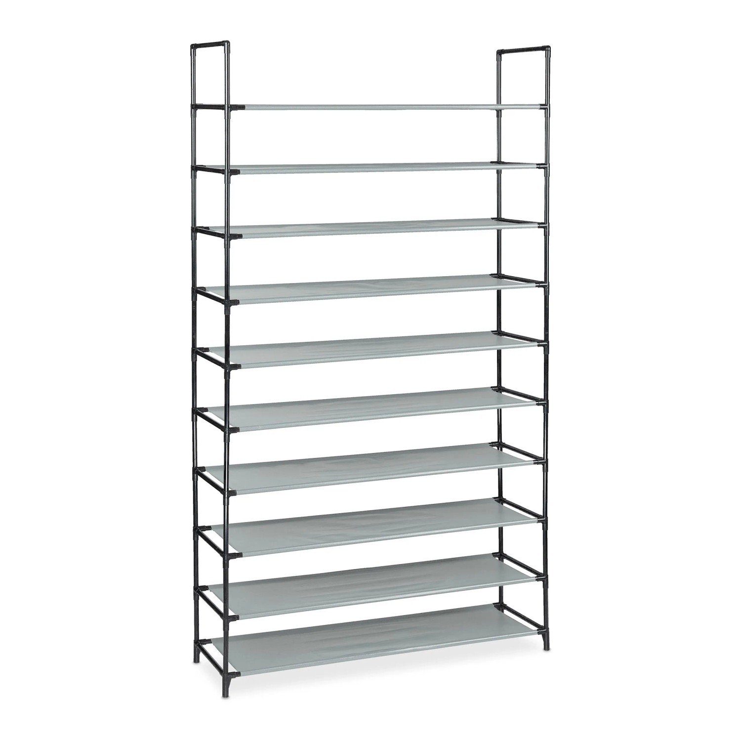 Relaxdays Schuhregal Stecksystem Metall Grau Höhenverstellbar 176,5 cm x 99 cm x 29,5 cm 2,8 kg