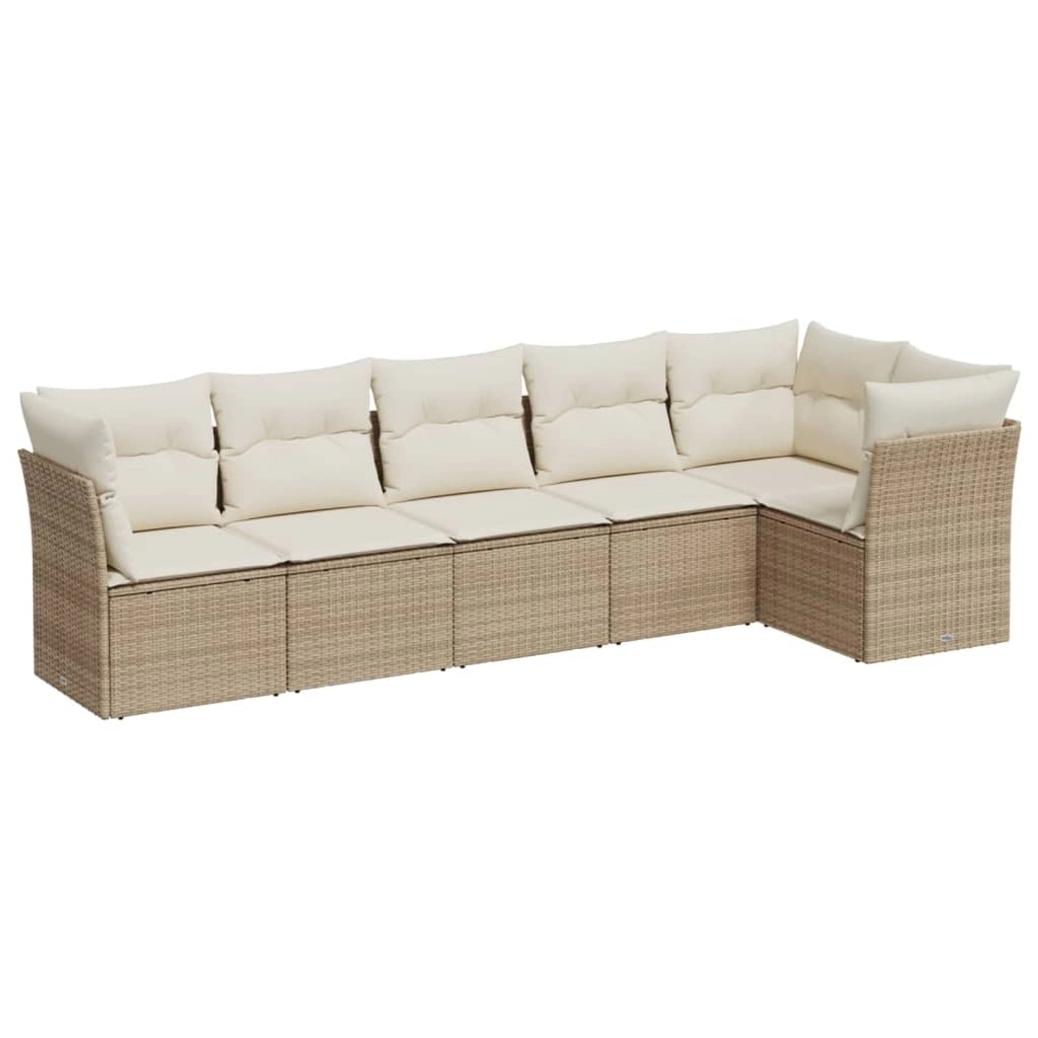 vidaXL 6-tlg Garten-Sofagarnitur mit Kissen Beige Poly Rattan Modell 90 günstig online kaufen