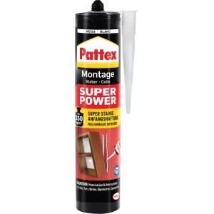 Pattex Montagekleber Super Power Kartusche, 370g, für starke Haftung auf saugenden Untergründen.