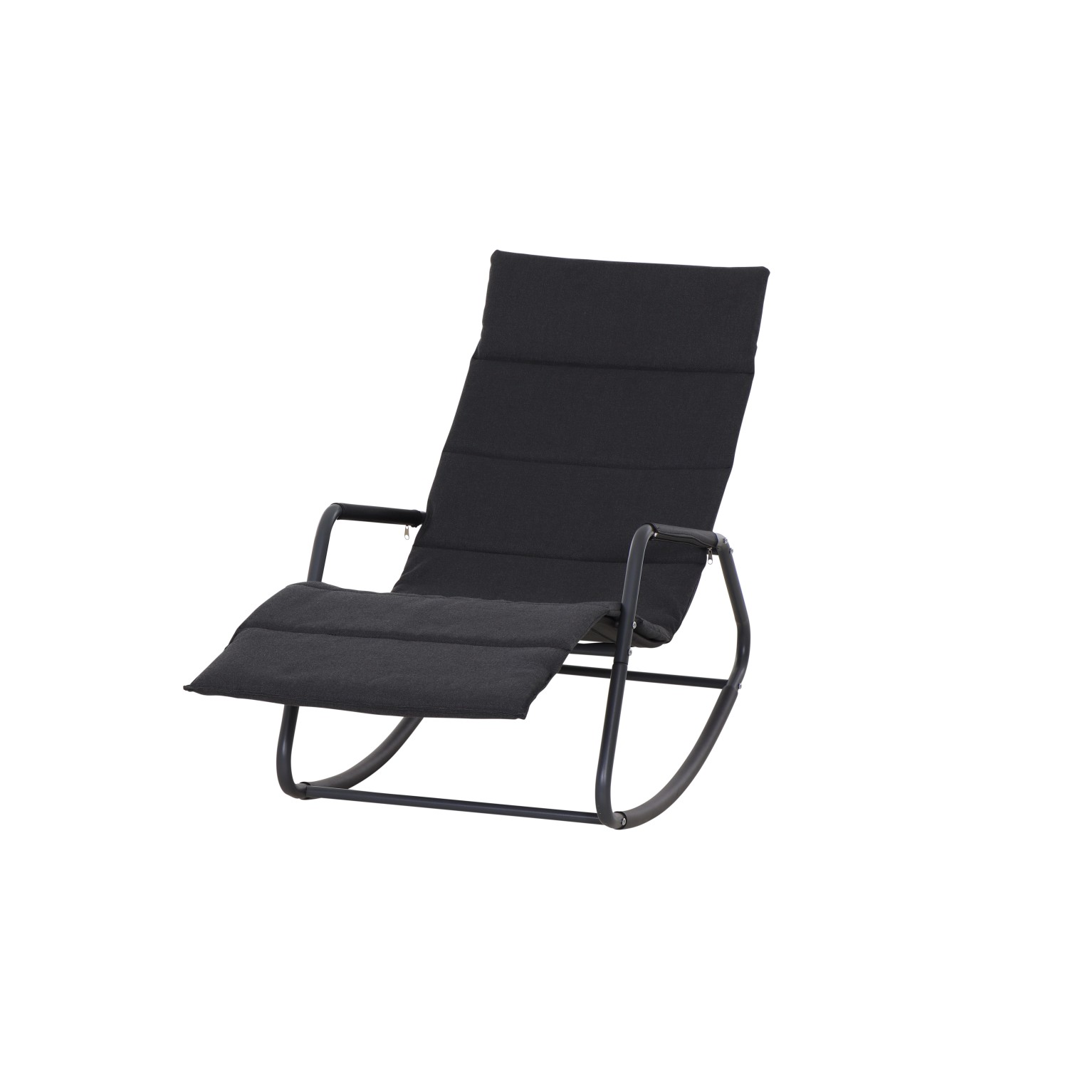 Schwarze Siena Garden Schaukelliege Aliano mit Stahlgestell und Ranotex-Gewebe für entspannten Liegekomfort.