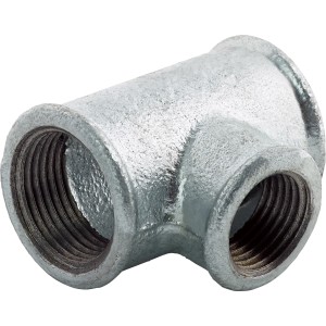 T-Stück aus Temperguss, 24,1/18,6 mm, für Wasser- und Heizungsinstallationen.