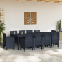 vidaXL Garten-Essgruppe, 11-teilig, anthrazitfarbenes Poly-Rattan, mit rechteckigem Tisch und 8 Stühlen.