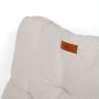 Detailaufnahme: Beige Eclipse Campingstuhl, Modell Herkules, mit braunem Logo-Etikett.