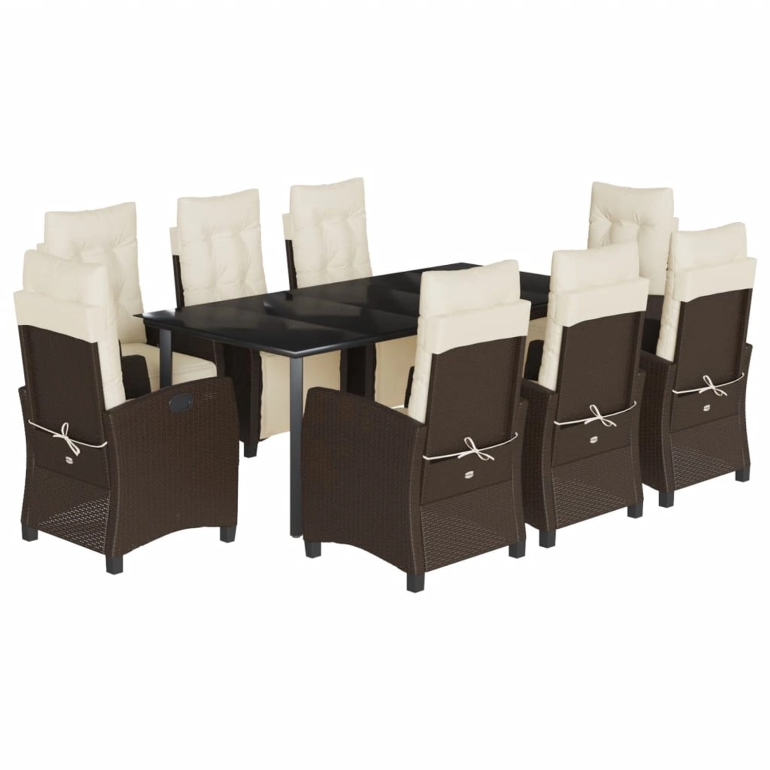 vidaXL 9-Tlg Garten-Essgruppe mit Kissen Braun Poly Rattan 3212987 günstig online kaufen