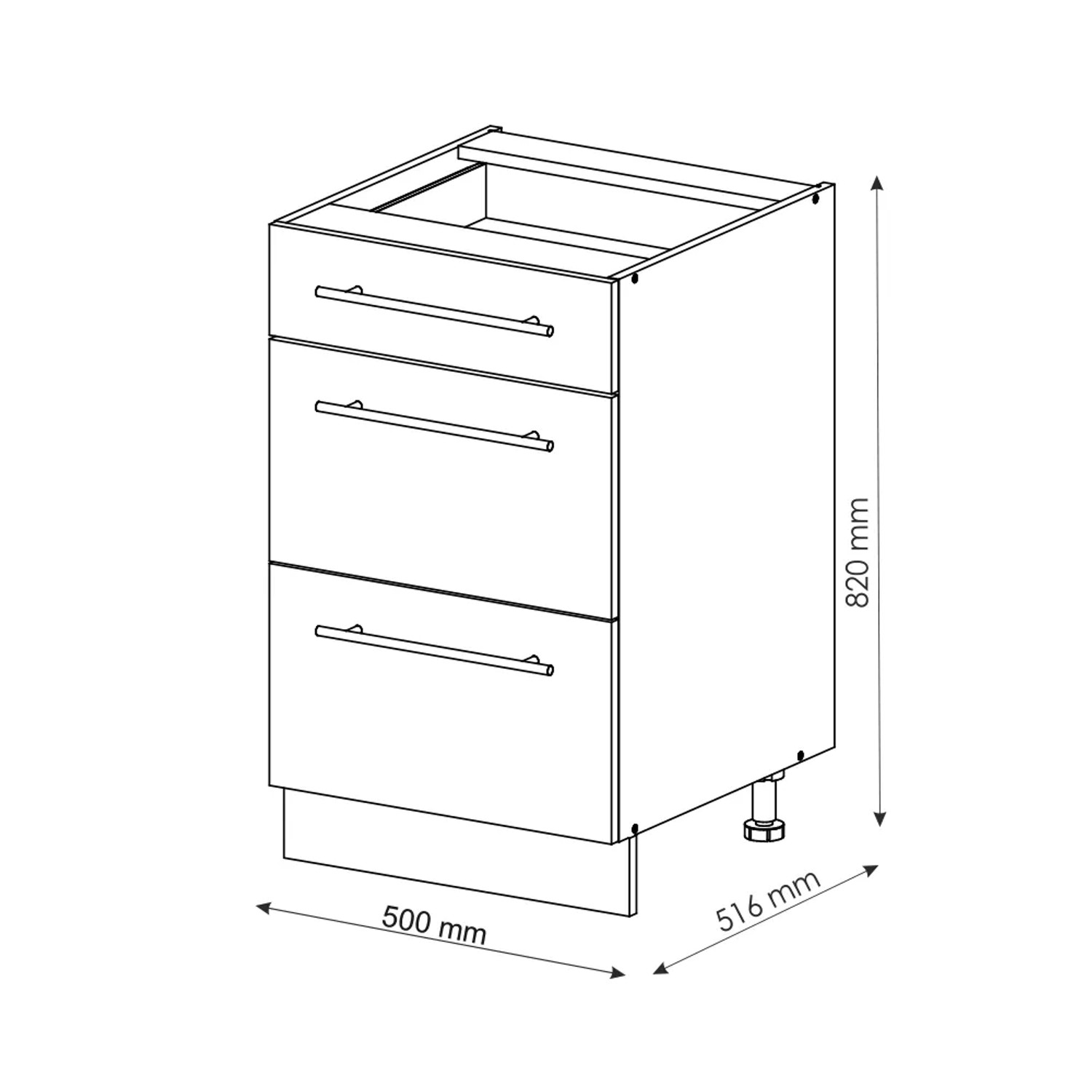 Weißer Vicco Küchenunterschrank Fame-Line im Landhausstil, 50 cm breit, ohne Arbeitsplatte.