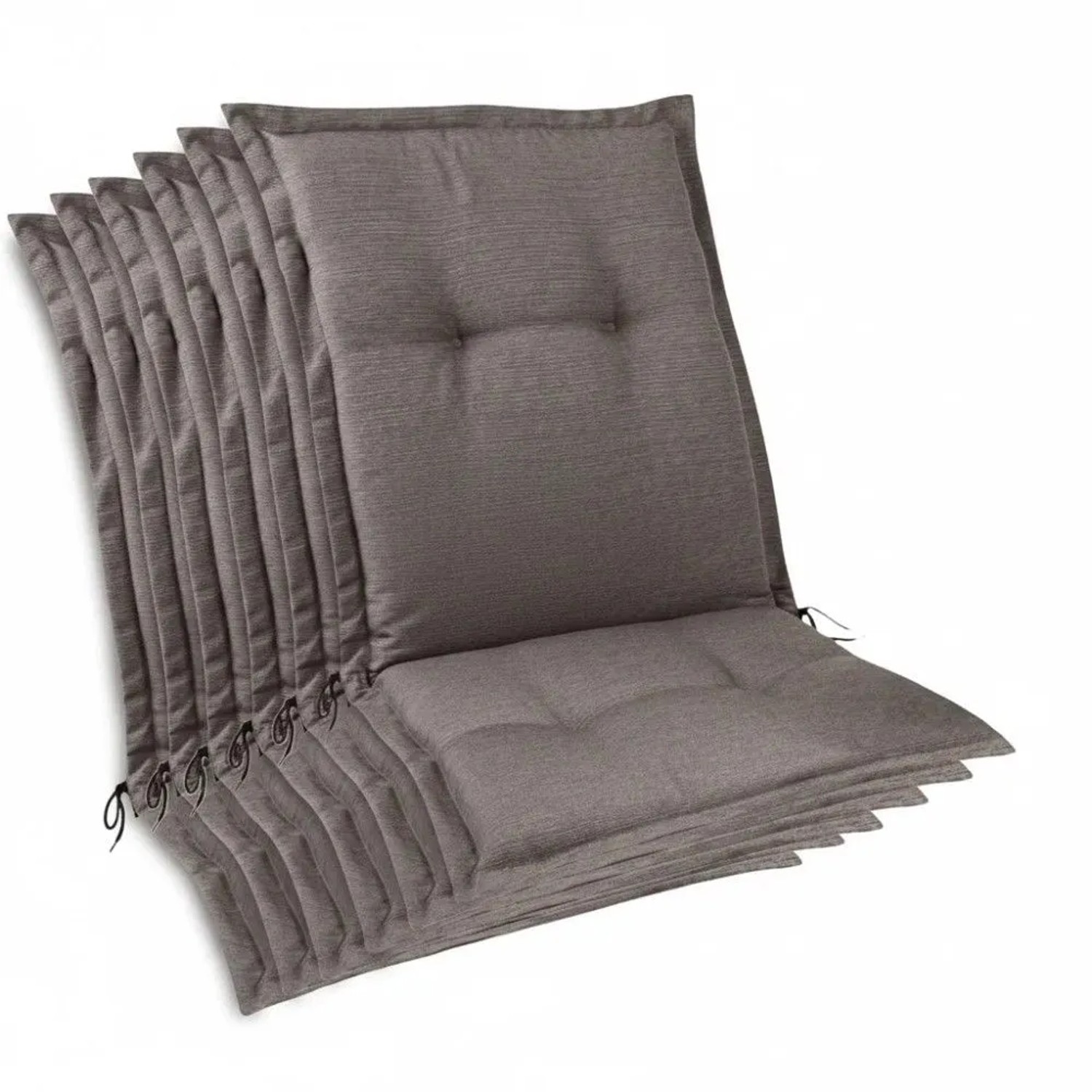 Beautissu 6er Set Premium Gartenstuhlauflage Niedriglehner 105x50x7cm Taupe