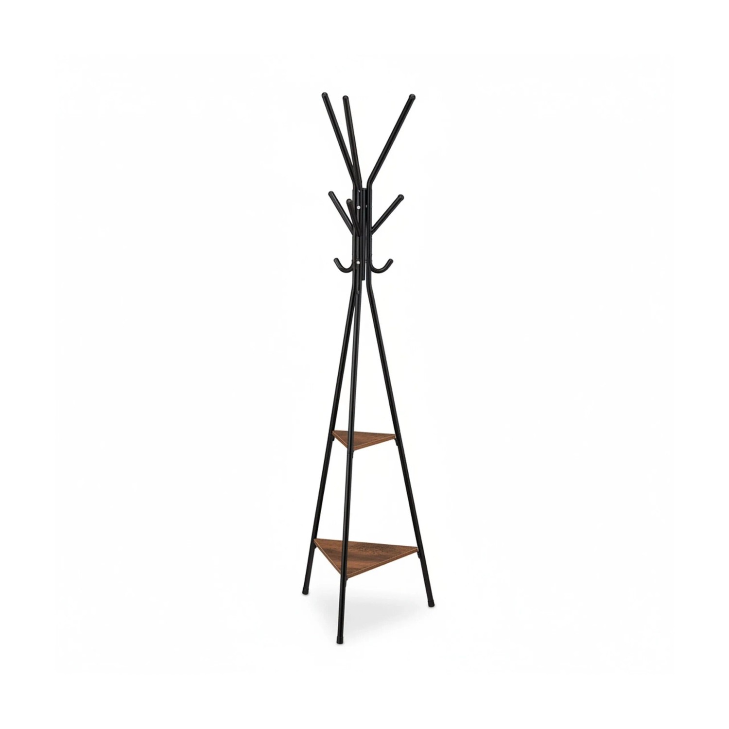 Relaxdays Garderobenständer Eisen Schwarz Braun Freistehend 181,5 cm x 50 cm x 43 cm 3 kg