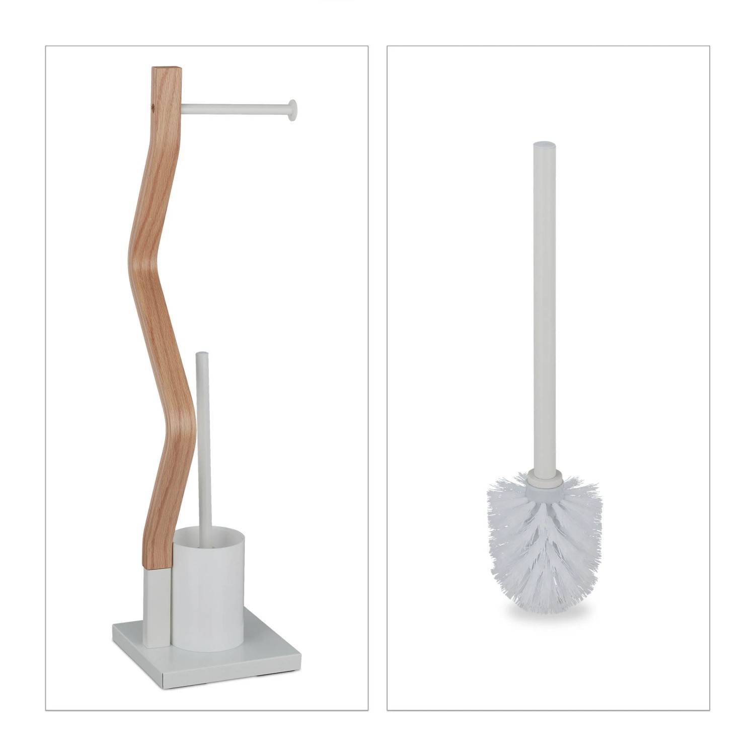 Relaxdays WC Garnitur Stahl Holzoptik Weiß Freistehend 75 cm x 18,5 cm x 18,5 cm 2,1 kg