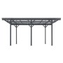 Dunkelgrauer Juskys Carport 5x3 m mit Flachdach und Polycarbonatplatten.