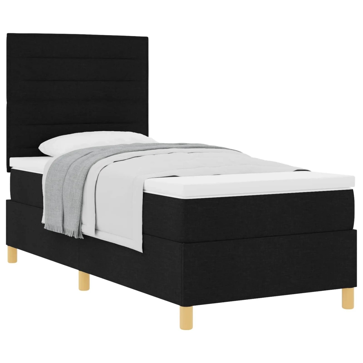 vidaXL Boxspringbett mit Matratze Schwarz 90 x 190 cm Stoff 3339506