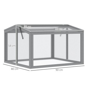 Outsunny Frühbeet aus Holz und Polycarbonat, hellgrau, 90x80x58 cm.