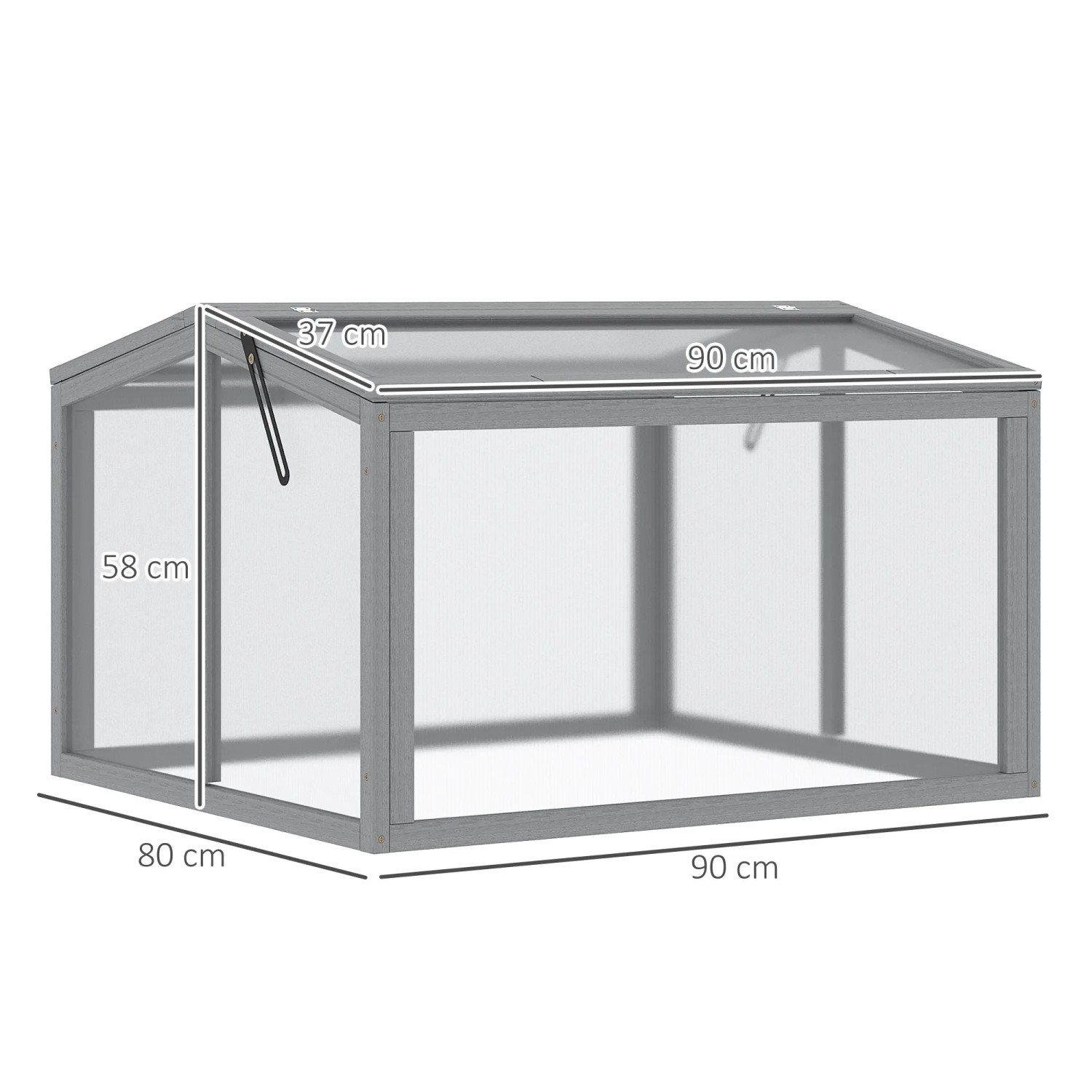 Outsunny Frühbeet aus Holz und Polycarbonat, hellgrau, 90x80x58 cm.
