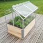 Vitavia Frühbeet Gaia Jumbo mit Alu-Rahmen und ESG-Verglasung, auf Holzpalette mit Pflanzen.