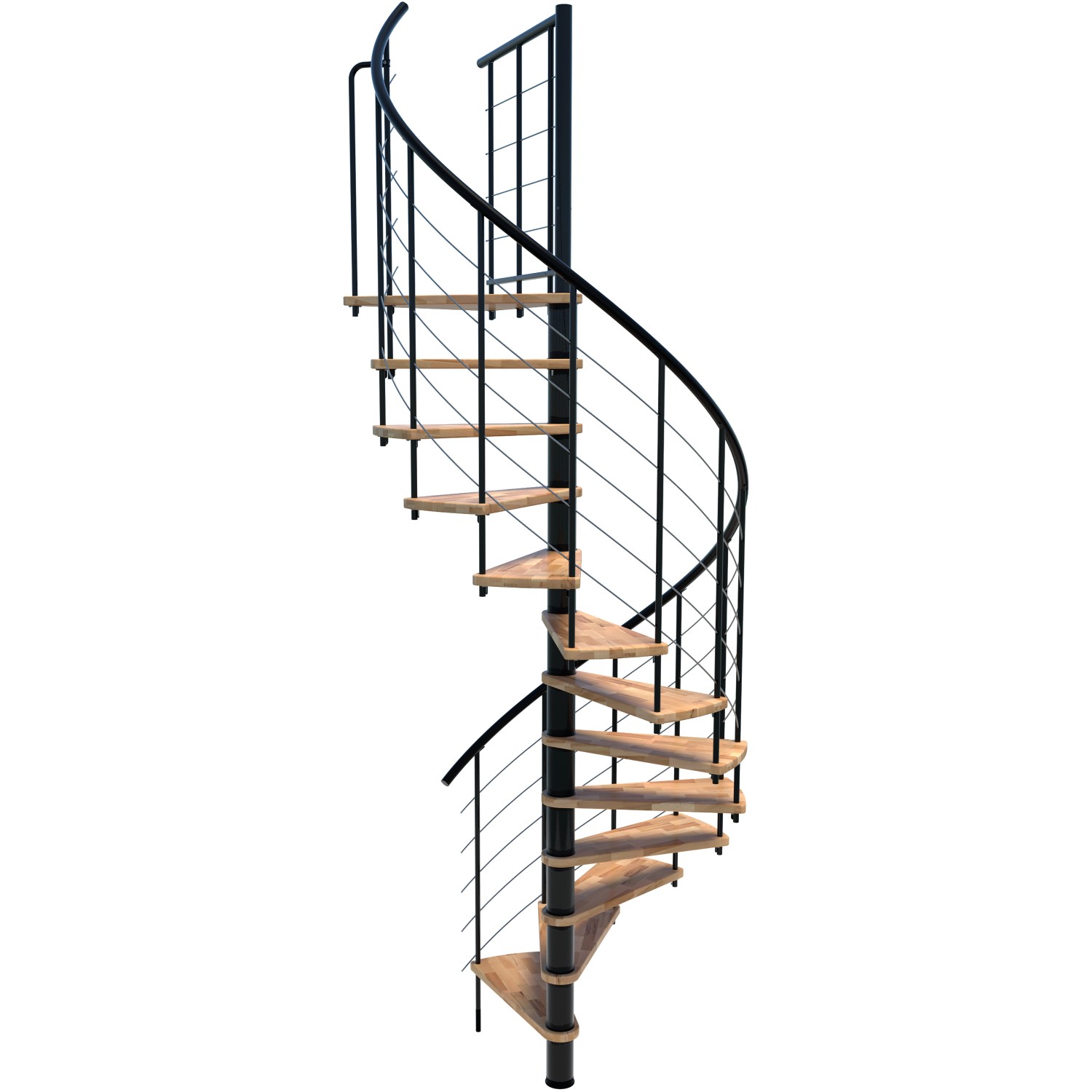 Minka Spindeltreppe Venezia Smart Buche Schwarz Ø120 cm Geschoßhöhe bis 305 günstig online kaufen