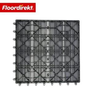 Graue WPC Klickfliese Noble 3D von Floordirekt, 30x30 cm, für Terrasse und Balkon.