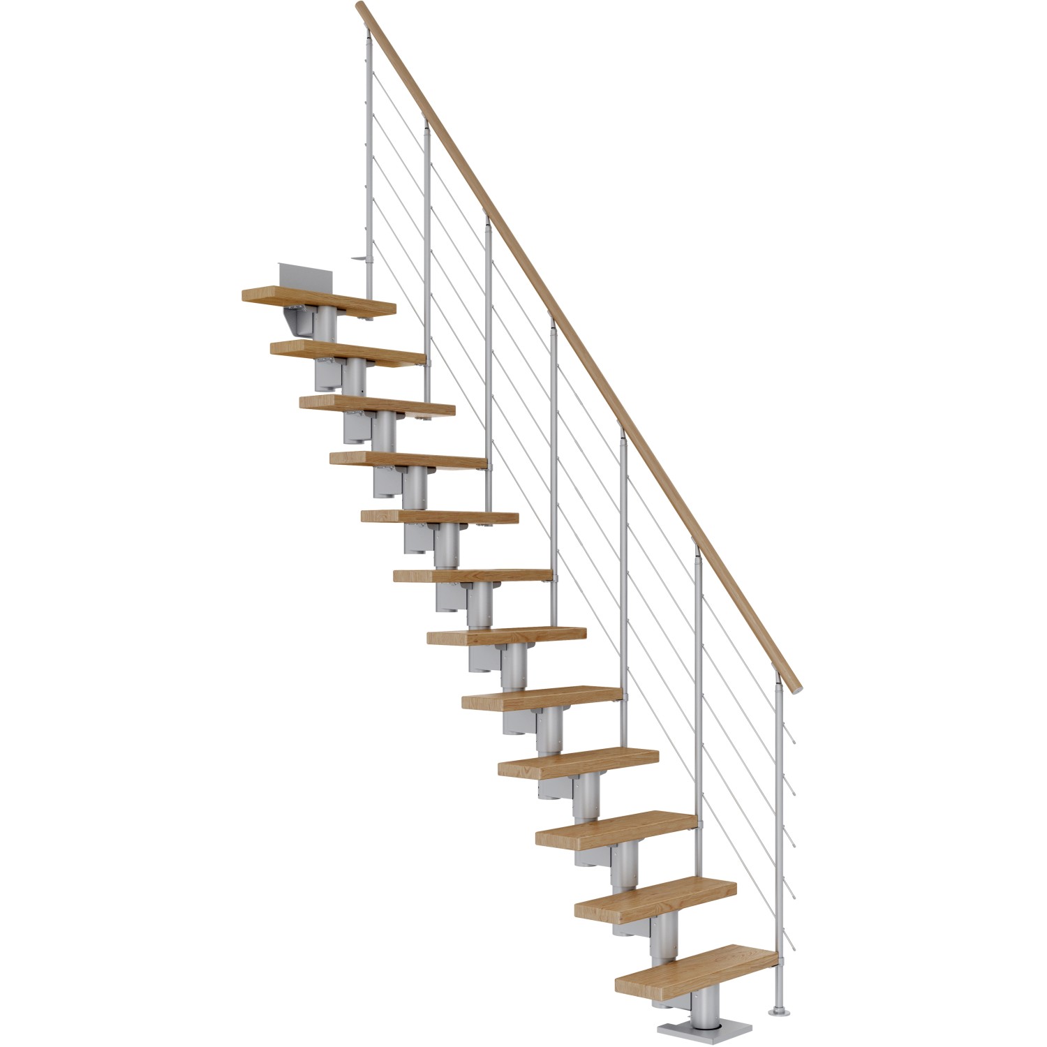 Dolle Mittelholmtreppe Dublin Eiche Perlgrau GH bis 337 cm Gerade 75 cm FSC günstig online kaufen