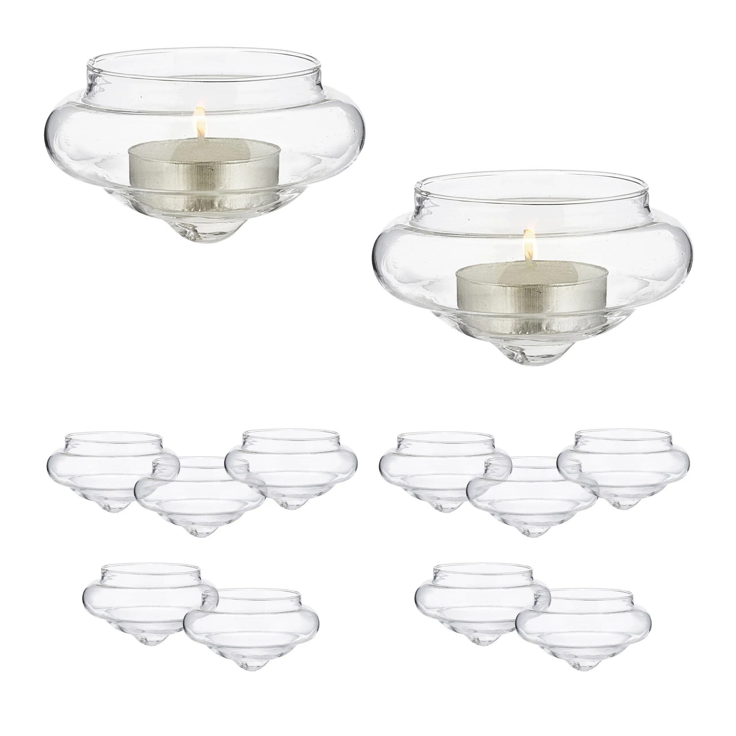 Relaxdays Schwimmwindlicht Glas Transparent 12er Set 4,5 cm x 8 cm