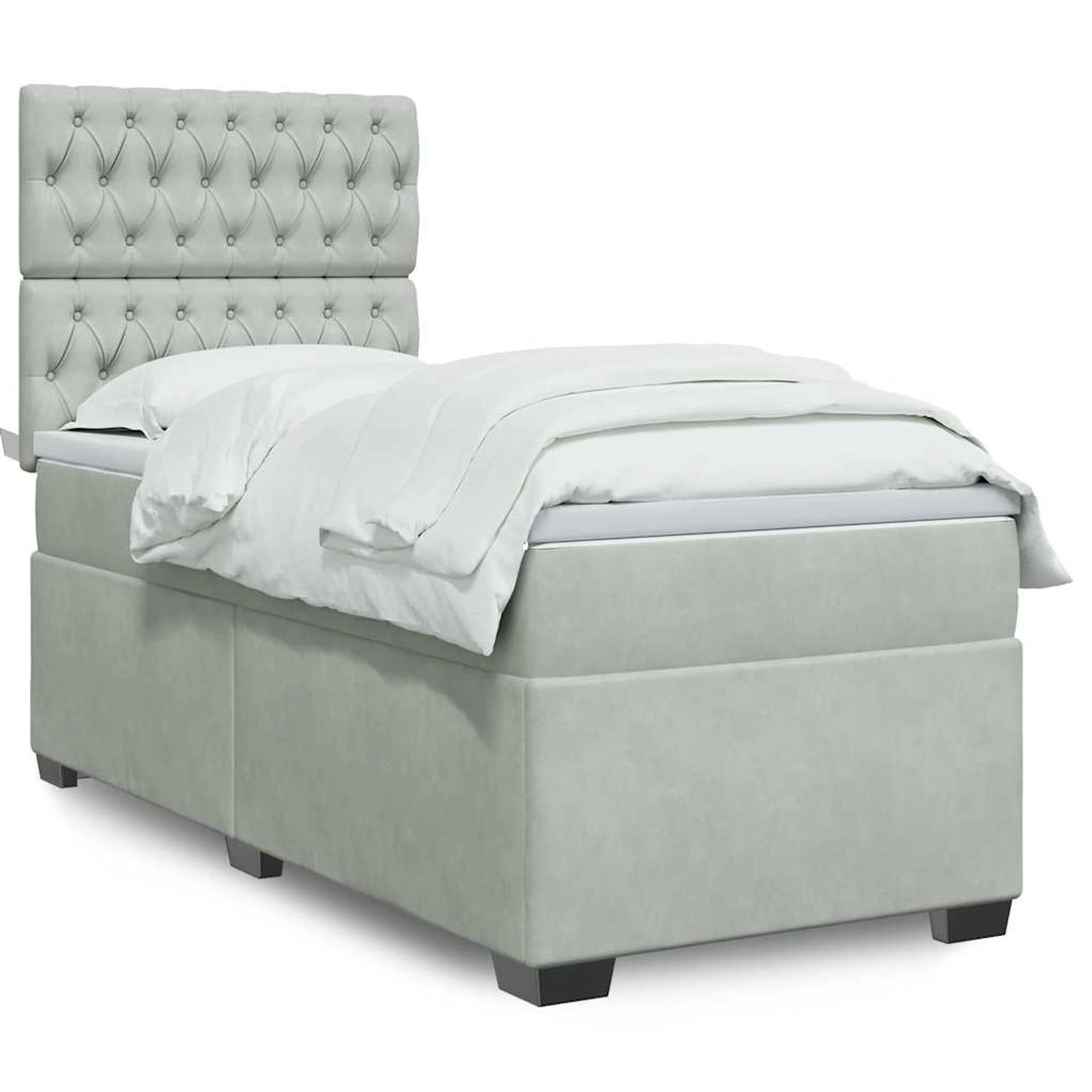 vidaXL Boxspringbett mit Matratze Hellgrau 90x190 cm Samt 3293092 günstig online kaufen