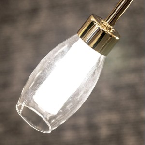 Orion Lightstyle Ersatzglas, ovaler Lampenschirm aus klarem, mattem Glas mit goldener Fassung für G9 Leuchten.