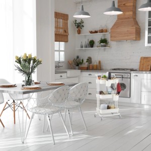 Relaxdays Rollwagen Stahl Kunststoff Weiß Mit 3 Etagen Rollen 86 cm x 43 cm x 42 cm 3,3 kg