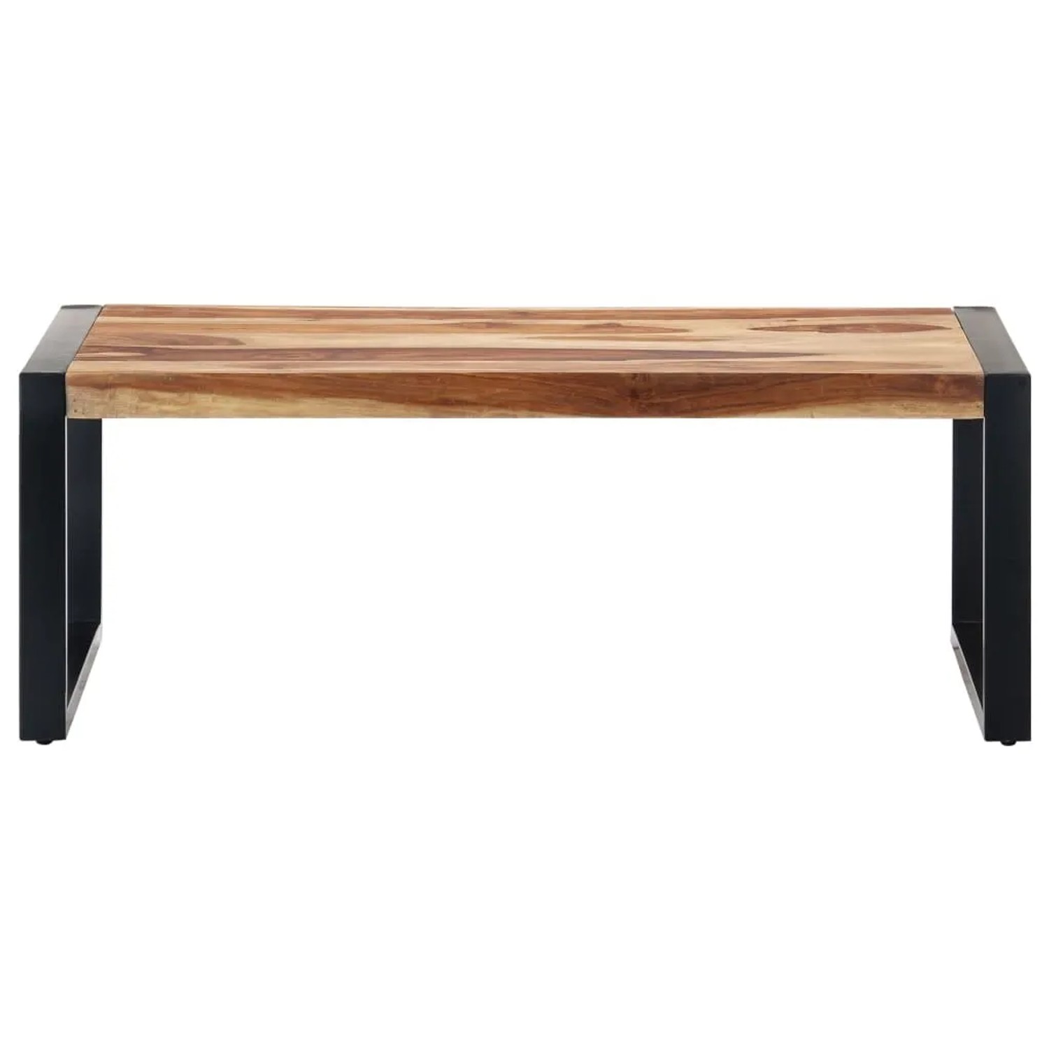 VidaXL Couchtisch aus Akazie Massivholz mit schwarzem Stahlgestell, 110x60x40 cm.