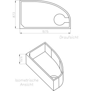 Technische Zeichnung Ottofond Wannenträger Marina Typ A mit Maßen und Draufsicht.