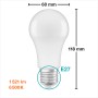 Osram LED-Lampe E27 in Glühlampenform, 13W, 1521 Lumen, mit Maßangaben.