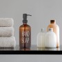 Relaxdays Seifenspender 2er Set Glas Edelstahl Braun Schwarz Nachfüllbar 22 cm x 9 cm x 7 cm 0,62 kg_2