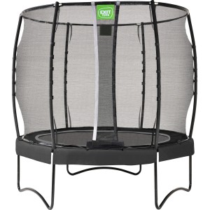 Schwarzes EXIT Allure Premium Trampolin Ø 253 cm mit Sicherheitsnetz.