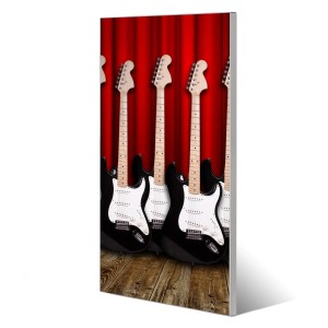 Magnettafel 37x78cm mit E-Gitarren Motiv. Silberne Magnetwand als Pinnwand inkl. 4 Magnete.