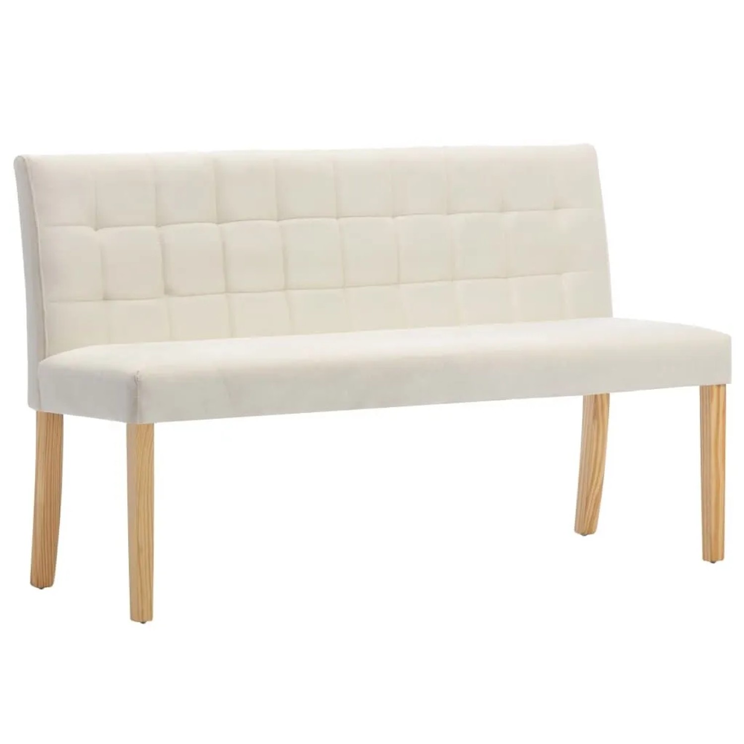 DELUKE Sitzbank CILD 140cm Creme Samt Indoor Küchenbank Esszimmerbank Flurbank Mit Rückenlehne
