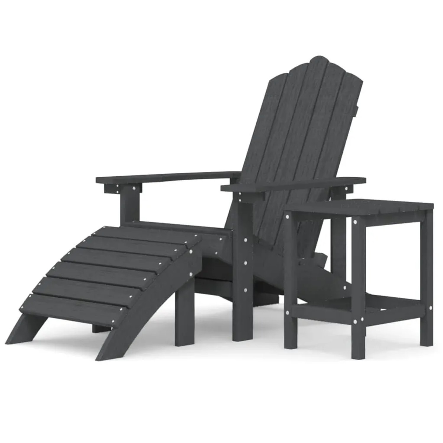 Furnicato Adirondack-gartenstuhl Mit Hocker & Tisch Hdpe Anthrazit