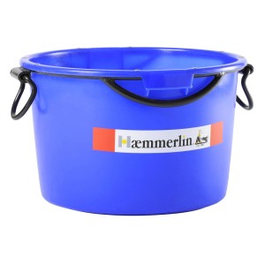 Blauer Haemmerlin Mörtelkübel, 90 Liter, mit Tragegriffen und Kranösen für Bauböcke.