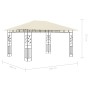 Cremeweißer vidaXL Pavillon 4x3m mit Moskitonetz und LED-Lichterkette. Sonnenschutz für Garten und Terrasse.