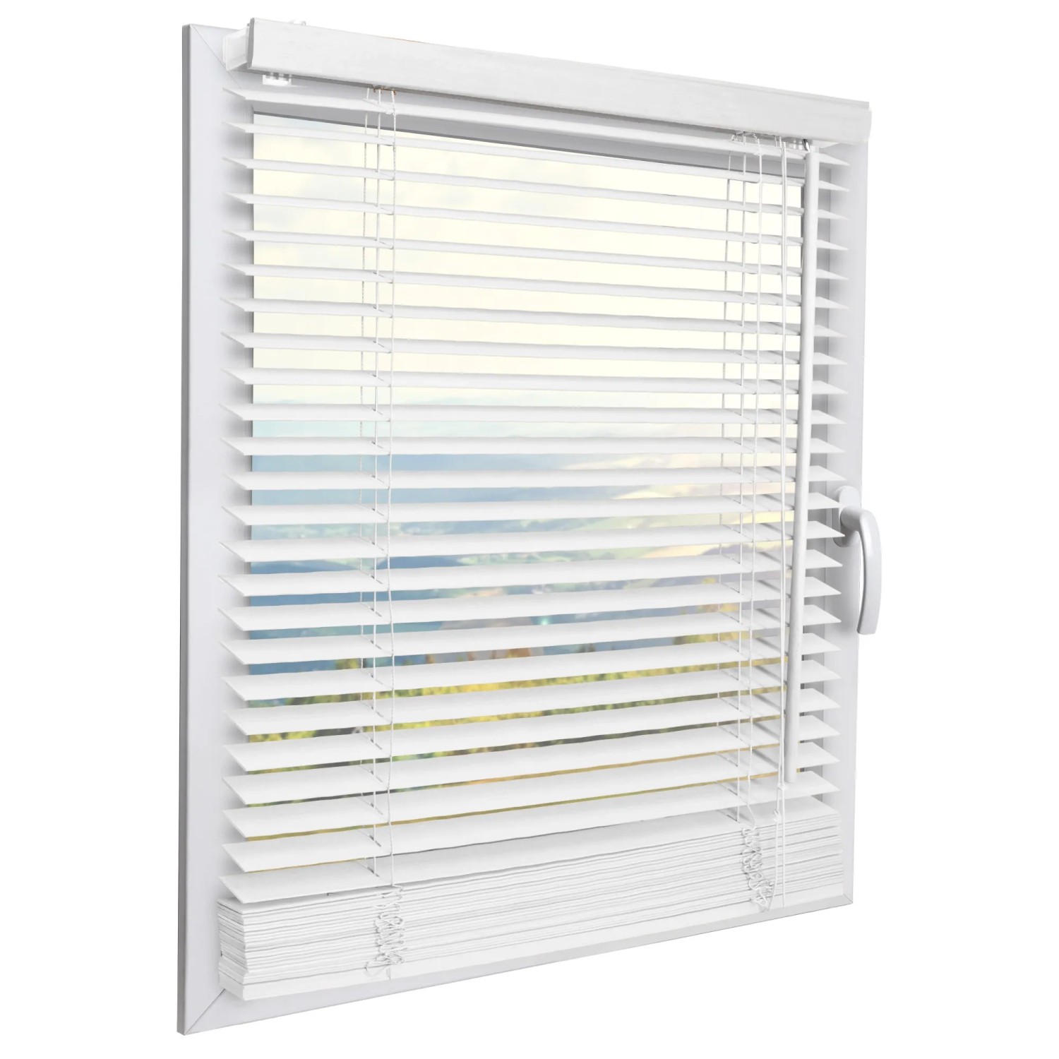 Weiße Sol Royal Holzjalousie SolDecor JH3, 80x130 cm, für Fenster, mit Zugschnüren und Einstellstab.