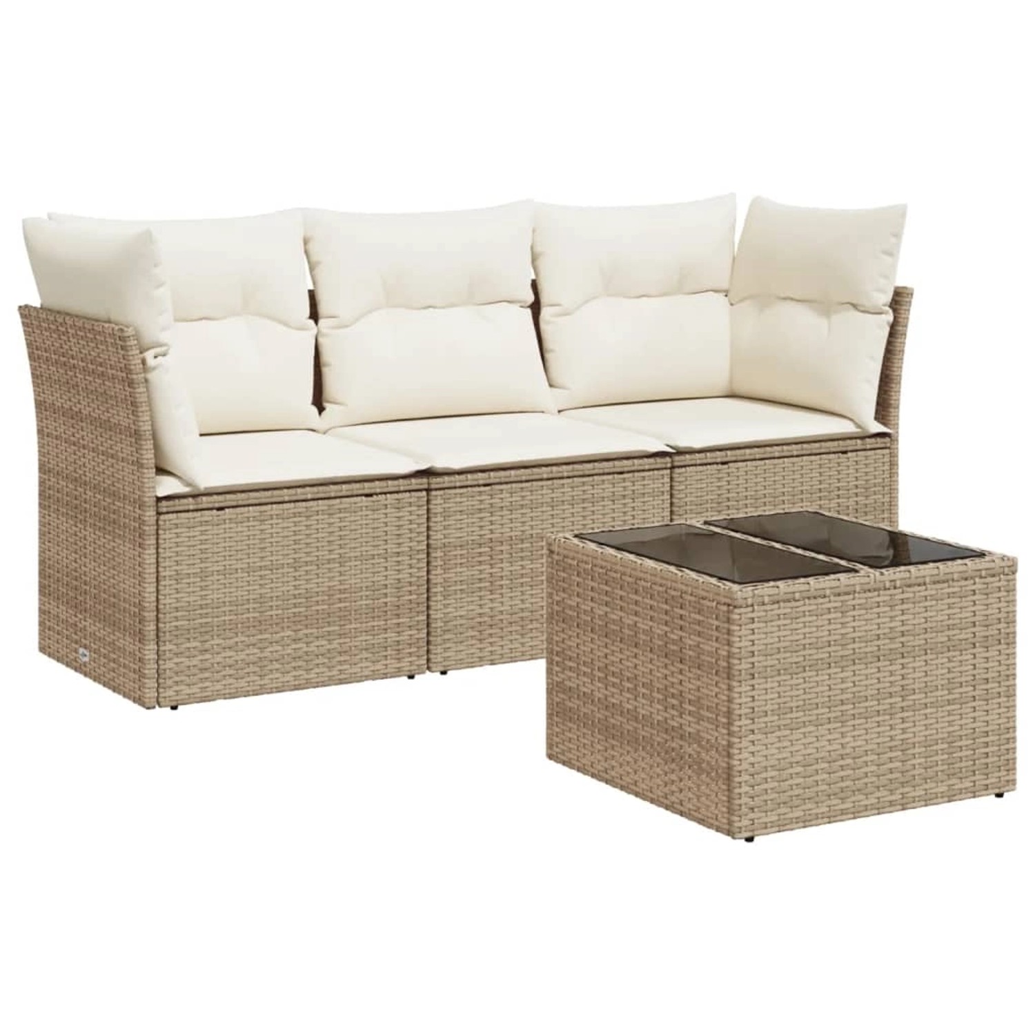 vidaXL 4-tlg Garten-Sofagarnitur mit Kissen Beige Poly Rattan Modell 8 günstig online kaufen