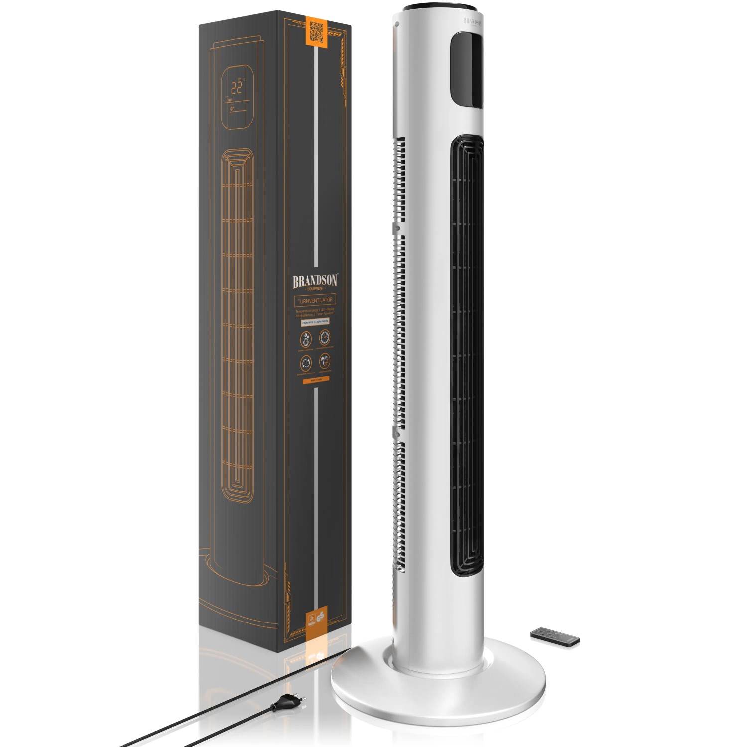 Brandson Turmventilator, 96 cm, mit Fernbedienung und Oszillation. Ventilator für eine angenehme Kühlung.