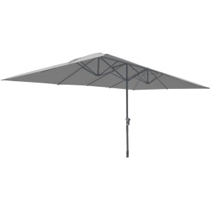 Leco Marktschirm, 270x460 cm, lichtgrau, mit Kurbel. Ideal als Sonnenschutz.