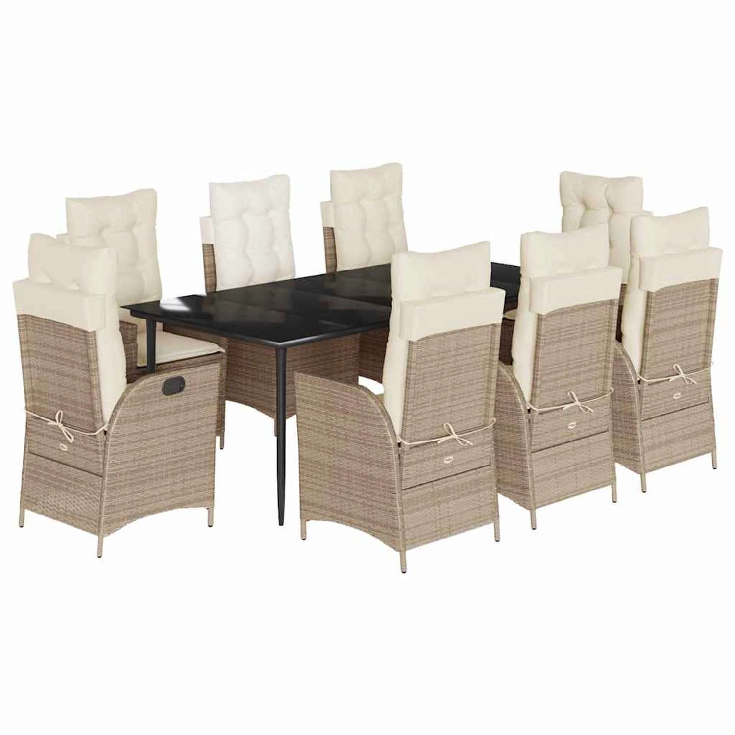 vidaXL 9-Tlg Garten-Essgruppe mit Kissen Beige Poly Rattan 3213242 günstig online kaufen