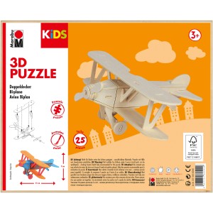 Marabu KiDS 3D Puzzle Doppeldecker aus Holz zum Basteln und Bemalen.