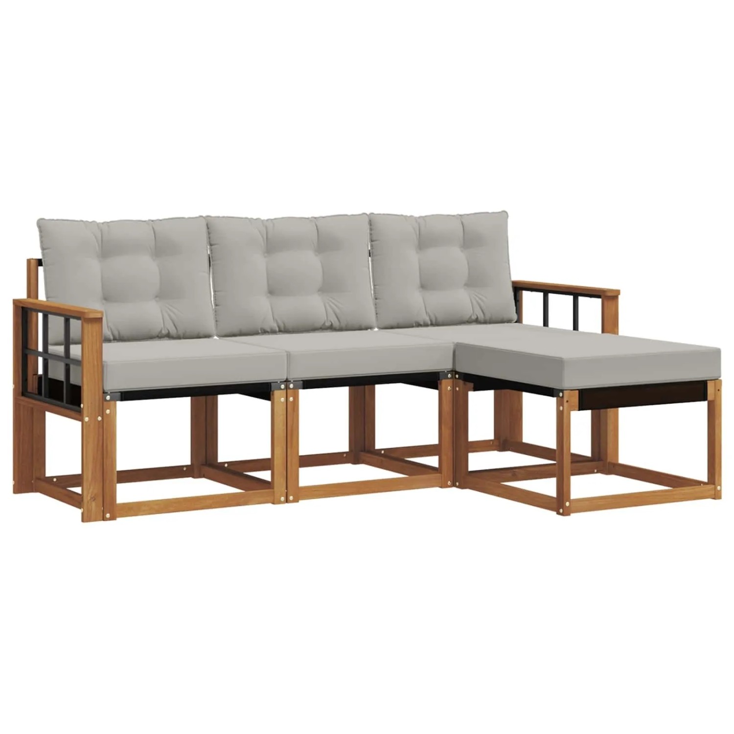 vidaXL Outdoor-Sofagarnitur mit Kissen 4-Tlg Natur und Hellgrau 3368550