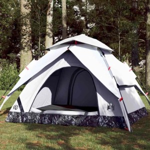 vidaXL Kuppel-Campingzelt 4 Personen Weiß Verdunkelt Quick Release 4004184