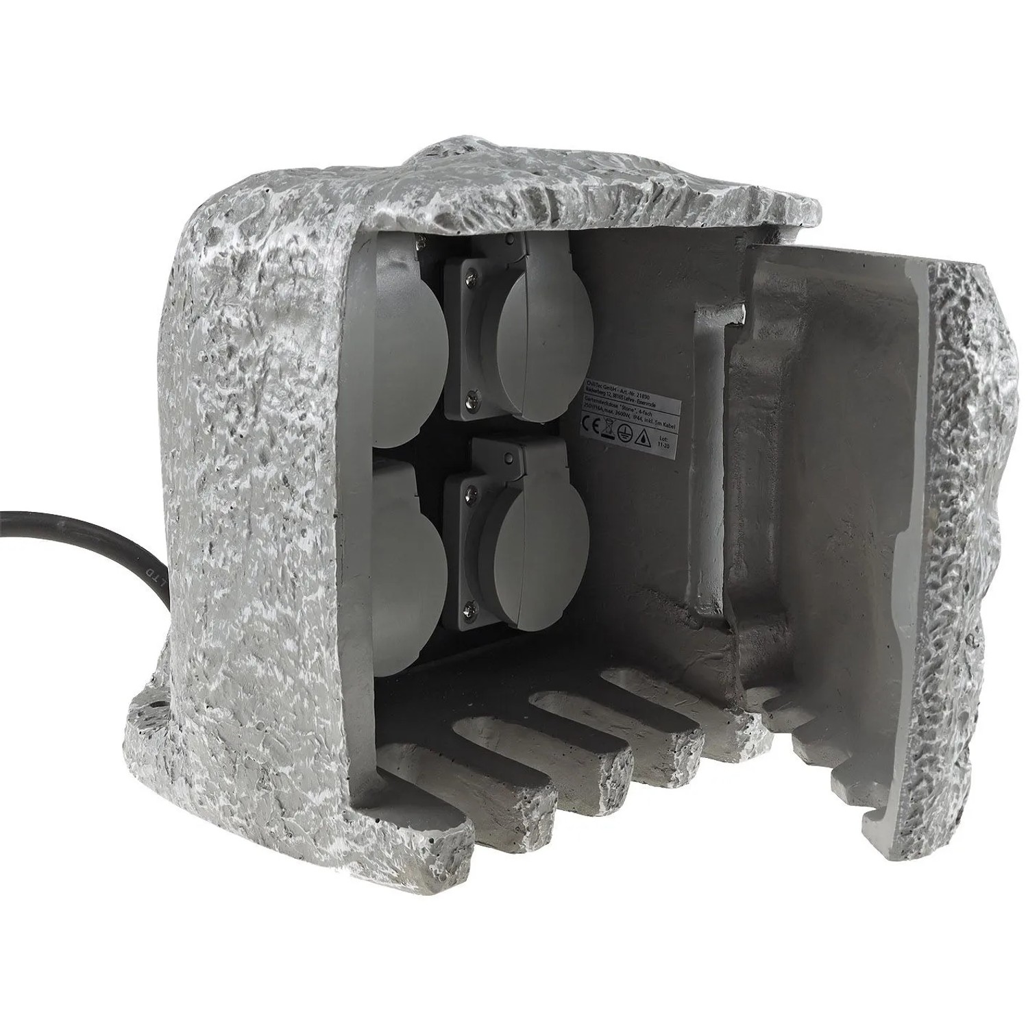 ChiliTec Gartensteckdose Stone 4Fach IP44 5m Zuleitung