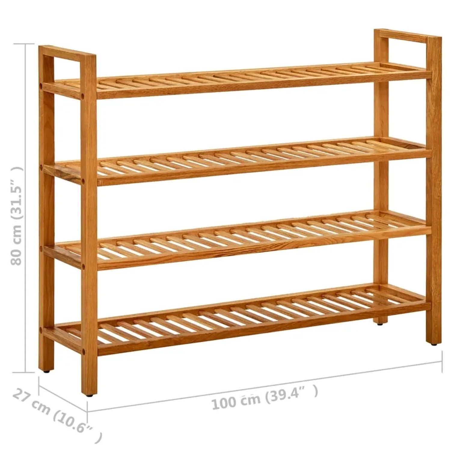 vidaXL Schuhregal mit 4 Etagen 100x27x80 cm Massivholz Eiche 331750_6