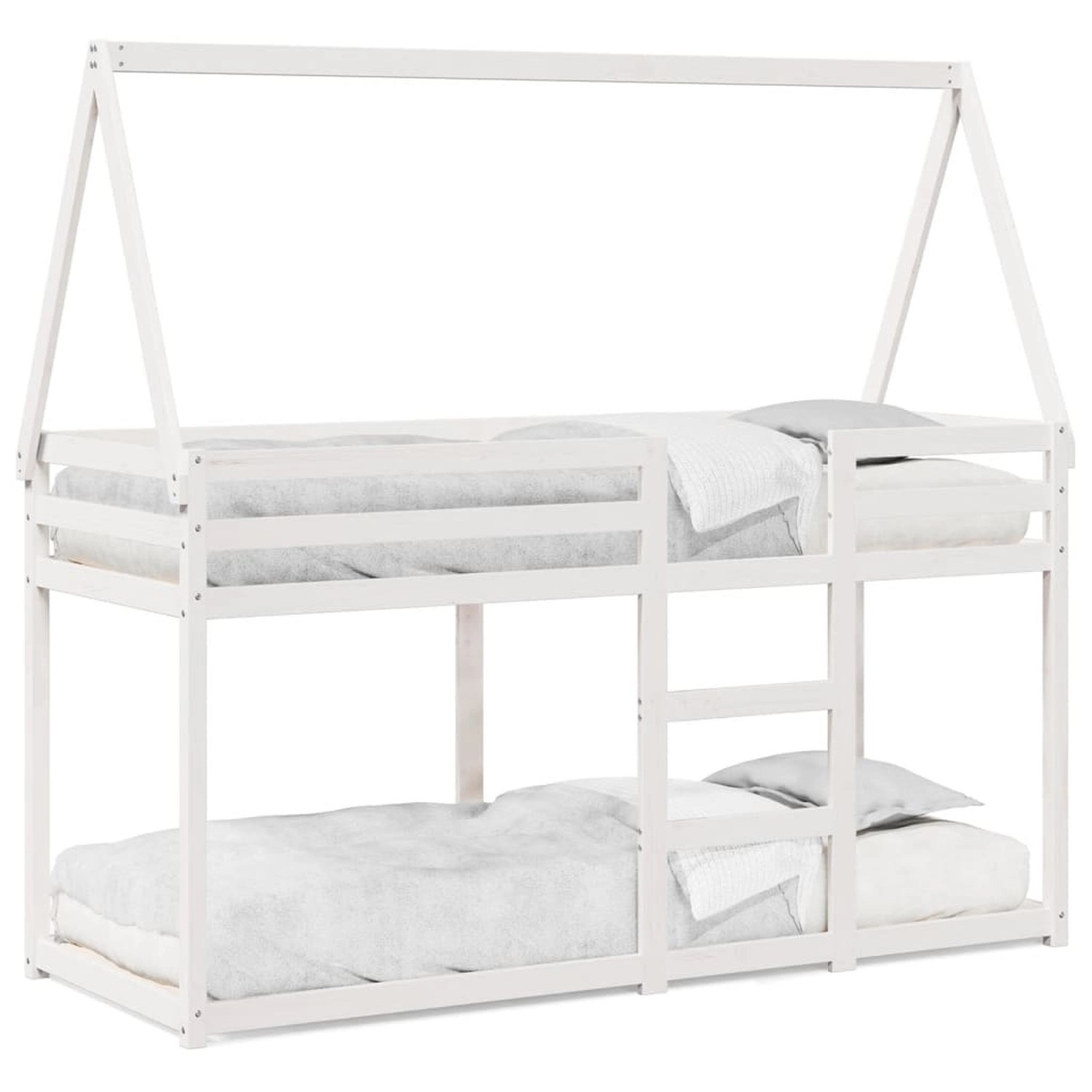 vidaXL Etagenbett mit Dach Weiß 90x200 cm Massivholz Kiefer 3282077 günstig online kaufen