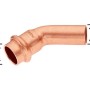 Kupfer Press-Bogen 45 Grad, 15 mm Durchmesser für Sanitär- und Heizungsinstallationen.
