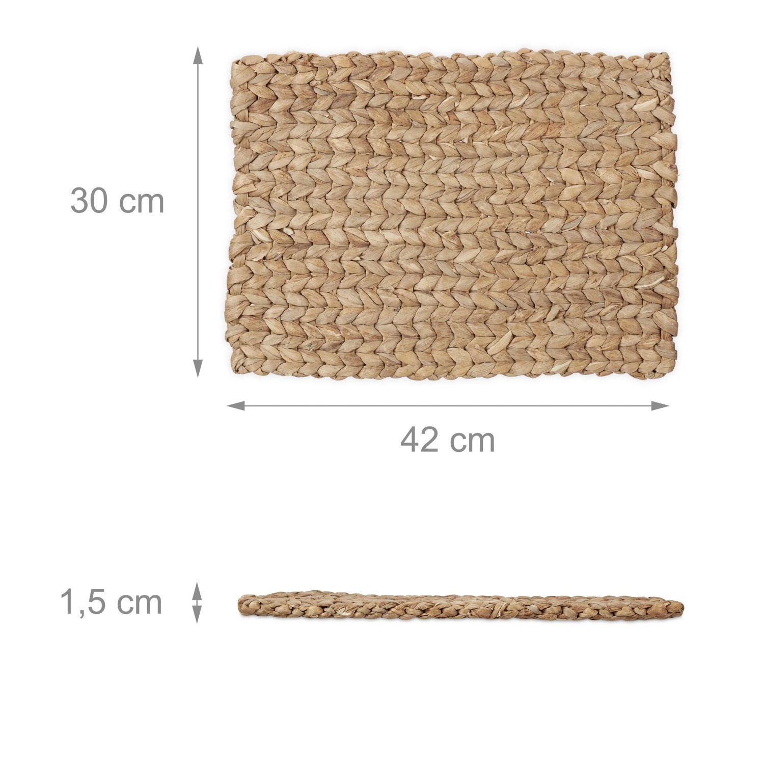 Relaxdays Tischset 6er Set Wasserhyazinthe Natur Hitzebeständig 42 cm x 30 cm x 1,5 cm 0,23 kg_4