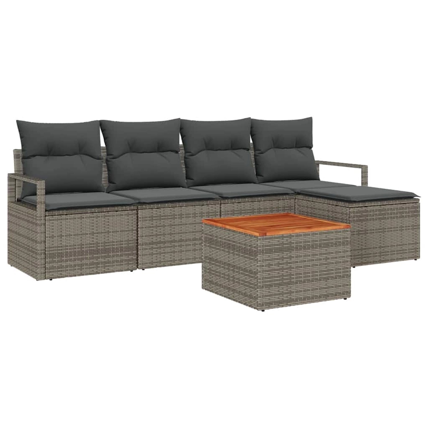 vidaXL Garten-Sofa-Set mit Kissen 6-Tlg Grau Poly Rattan 3347692 günstig online kaufen